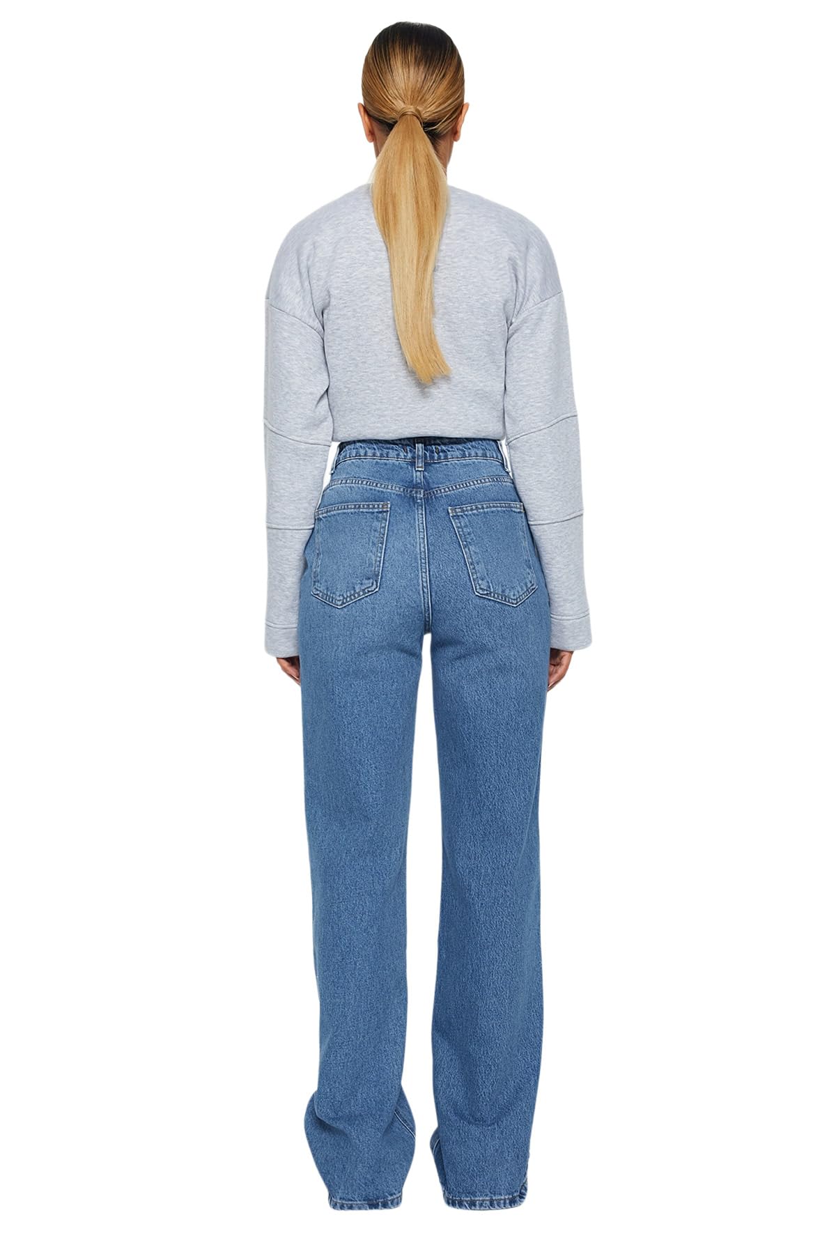 Trendyol Damen Gerade Weites Bein Hohe Taille Jeans – Bild 7