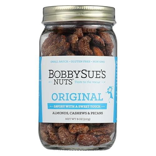 BobbySues Nuts Nueces de estilo original Mezcla sabrosa natural de almendras anacardos nueces 8 onzas paquete de 1 BobbySues Nuts Nueces de estilo original Mezcla sabrosa natural de almendras anacardos nueces 8 onzas paquete de 1