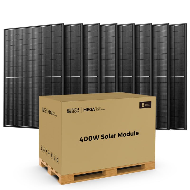 RICH SOLAR 400 Watt 24 Volt Monocrystalline Solar Panel 3200W Solar Kit Best Panel for Grid-Tie and...
