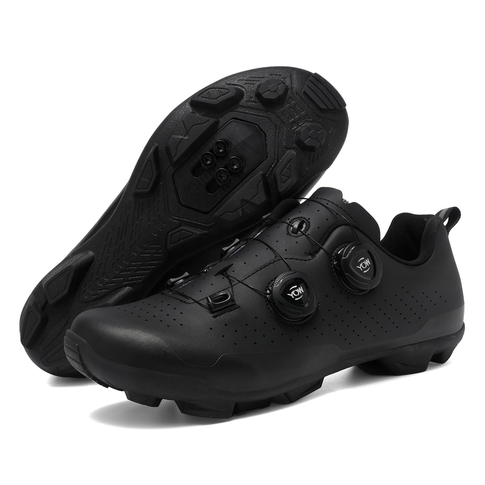 JiuQing Uniseksowe buty do jazdy na rowerze górskim Profesjonalne buty do jazdy na rowerze MTB Kompatybilne z blokami SPD na 2 śruby w zestawie,Black,38 EU
