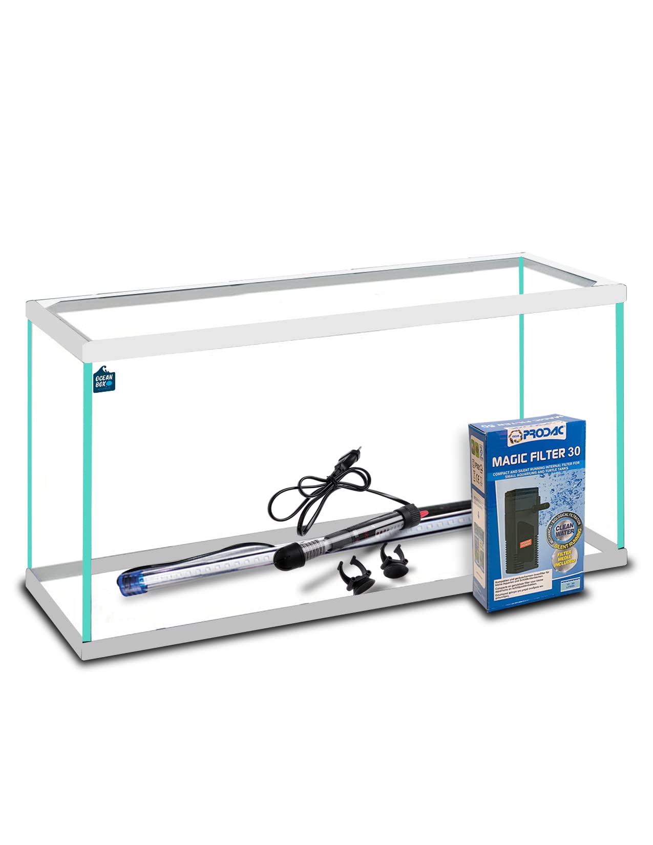 Acuario Cristal con Marco Blanco 20 L. Kit Completo (P.30)