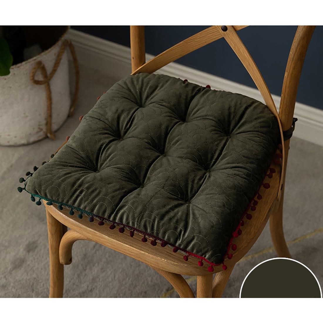 VHJdtE Seat Cushion, Nordic Style|Cozy Thin Fleece Fabric Seat Pads|Stylish Upholstered Sofa Backrest Pillow(Square-green)