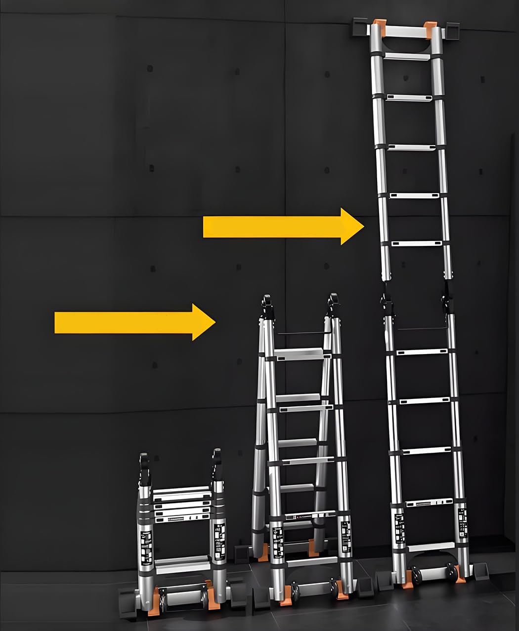 Escalera telescópica de aluminio tipo A, escalera multifuncional plegable portátil y ligera (4,1 m + 4,1 m = 8,2 m)