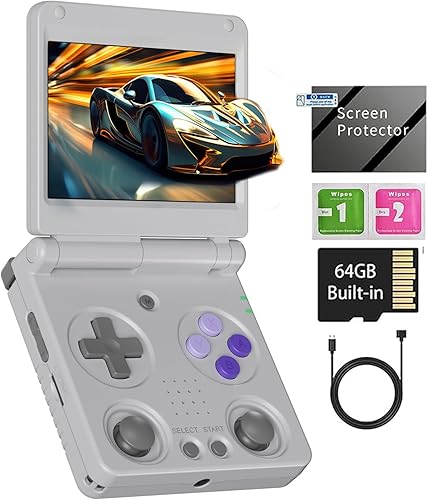 Miniatura 1 de RG34XXSP - Consola de juegos de mano retro RG34XX SP consola de juegos retro con 64G precargados más de 5000 juegos, batería de 3300 mAh, soporte