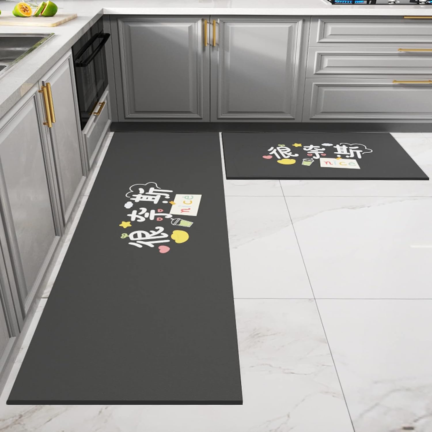 キッチンマット 廊下敷きマット 玄関マット 足ふきマット 50*70CM 防水 防油 滑り止め 台所マット すべり止め 洗濯いらず