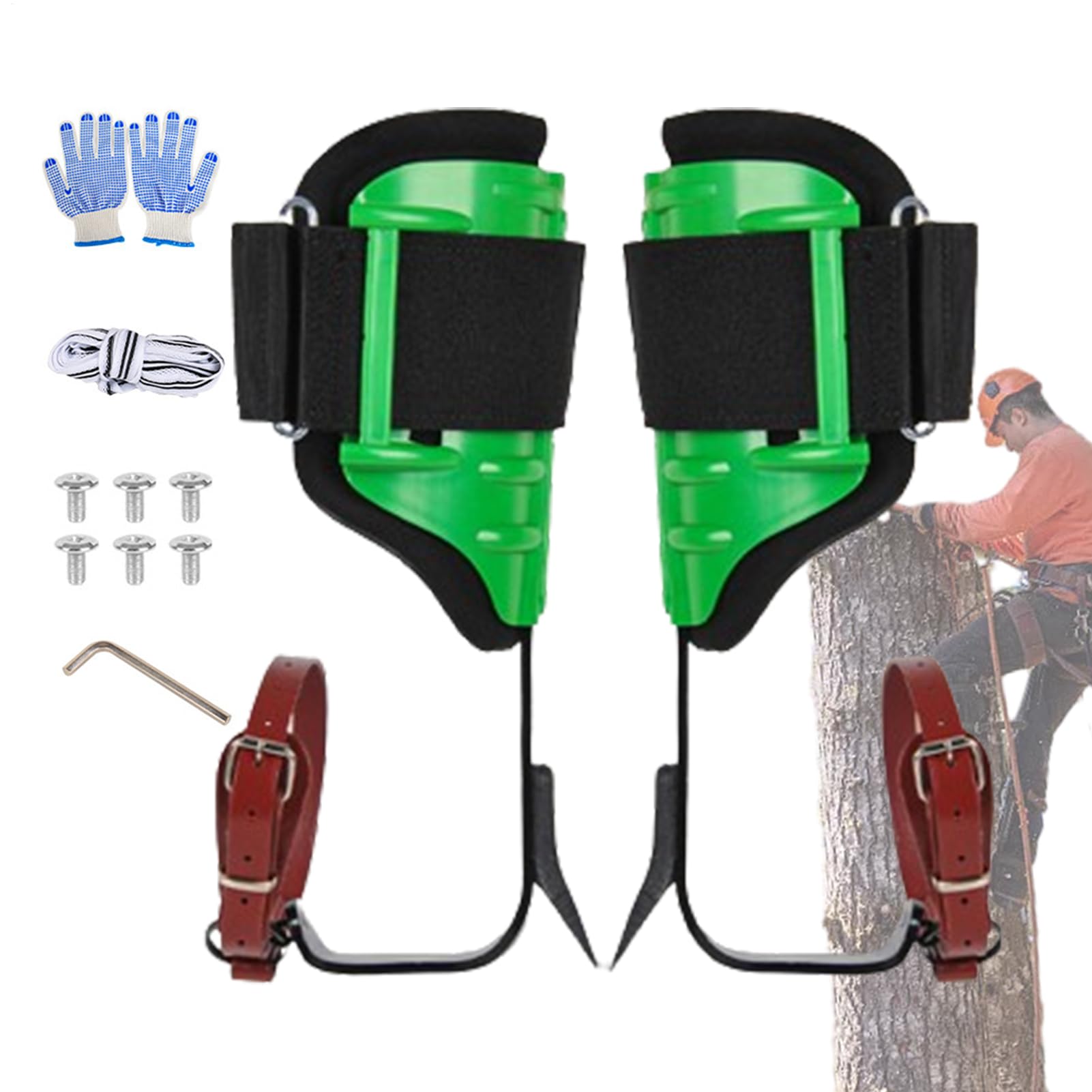 Clavos de escalada para árboles: kit de escalada de tenedor de árboles | engranaje de escalada de polos | Herramientas de escalada cosechadoras, correas de arbolesta cómodas, clavos trepadores de