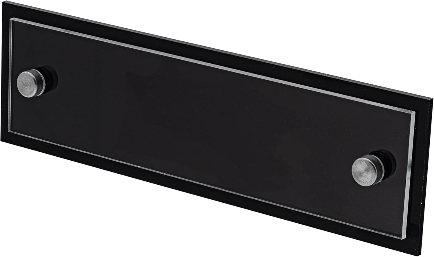 Door or Wall Mount Office Nameplate Sign 8 x 2 Stainless Standoffs Complete Kit Black and Clear Acrylic for Hotel Lobbies and Offices by Marketing Holders