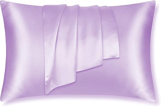 LULUSILK King Size Silk Pillowcase for Hair and Skin, Mulberry Silk Pillow Case with Zipper Closure, Lavender, Pack of 1
