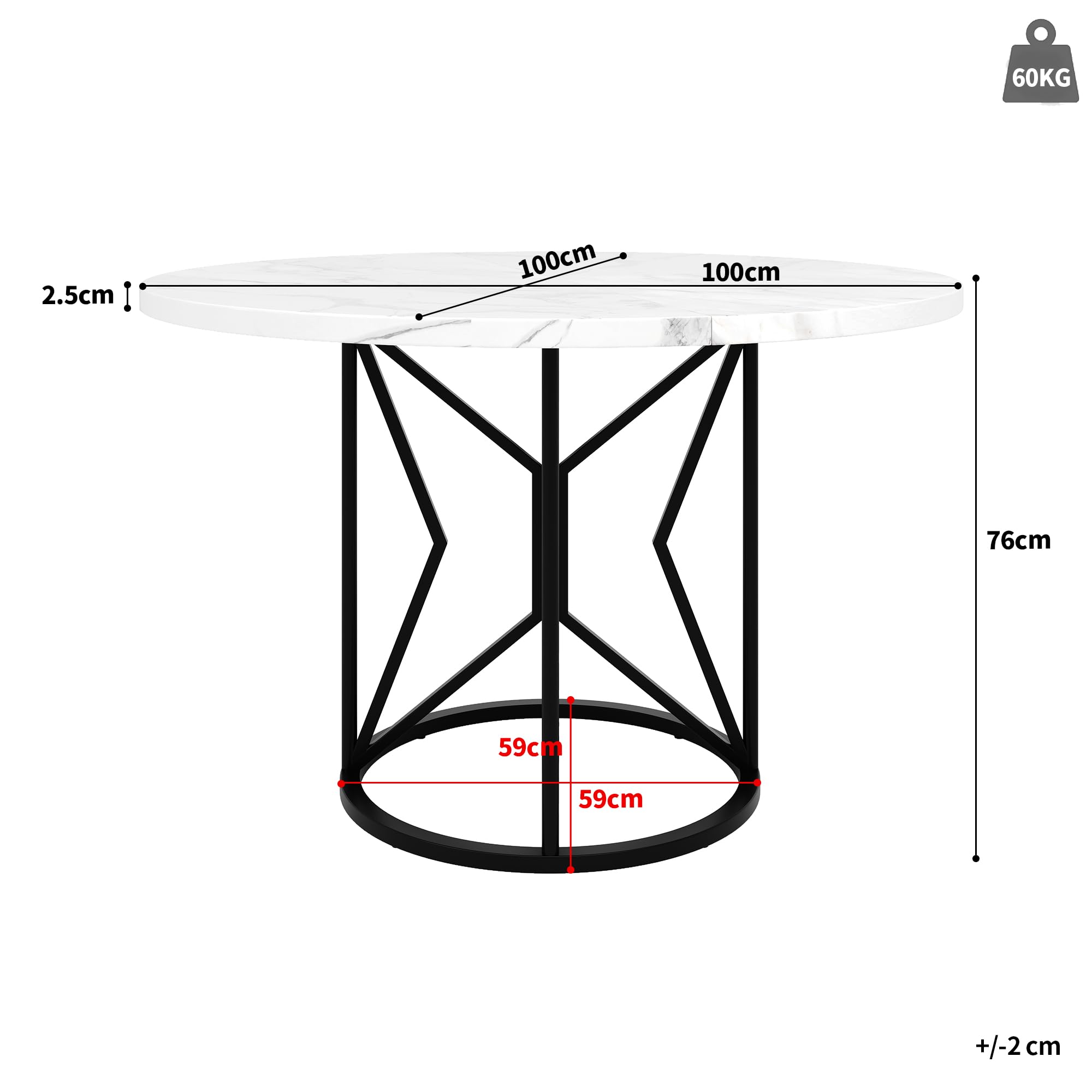 KAZZIO Juego de mesa de comedor (5 piezas), juego de mesa de comedor con 4 sillas, mesa de comedor redonda de 100 cm de diámetro, tablero DM blanco, silla de comedor de terciopelo (negro+gris-1)