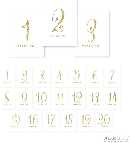 Miniatura 10 de Números de mesa Andaz Press de color dorado brillante DORADO TINTA 1 DE 20