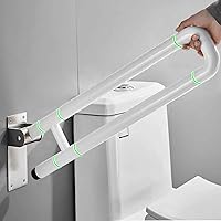 Vista 9 de Barra de agarre de inodoro de 24 pulgadas, barra de agarre abatible de aleación de aluminio, capacidad de carga de 220.5 lbs, rieles para Negro