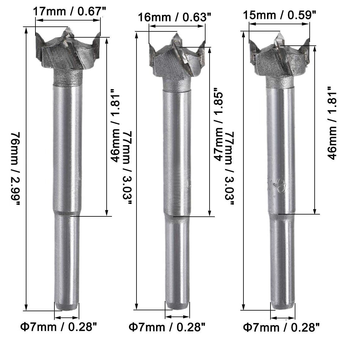MACHSWON Lot De 3 Forets Forstner Carbure De Tungstène 27mm + 28mm + 30mm - Scie Cloche Bois Haute Précision
