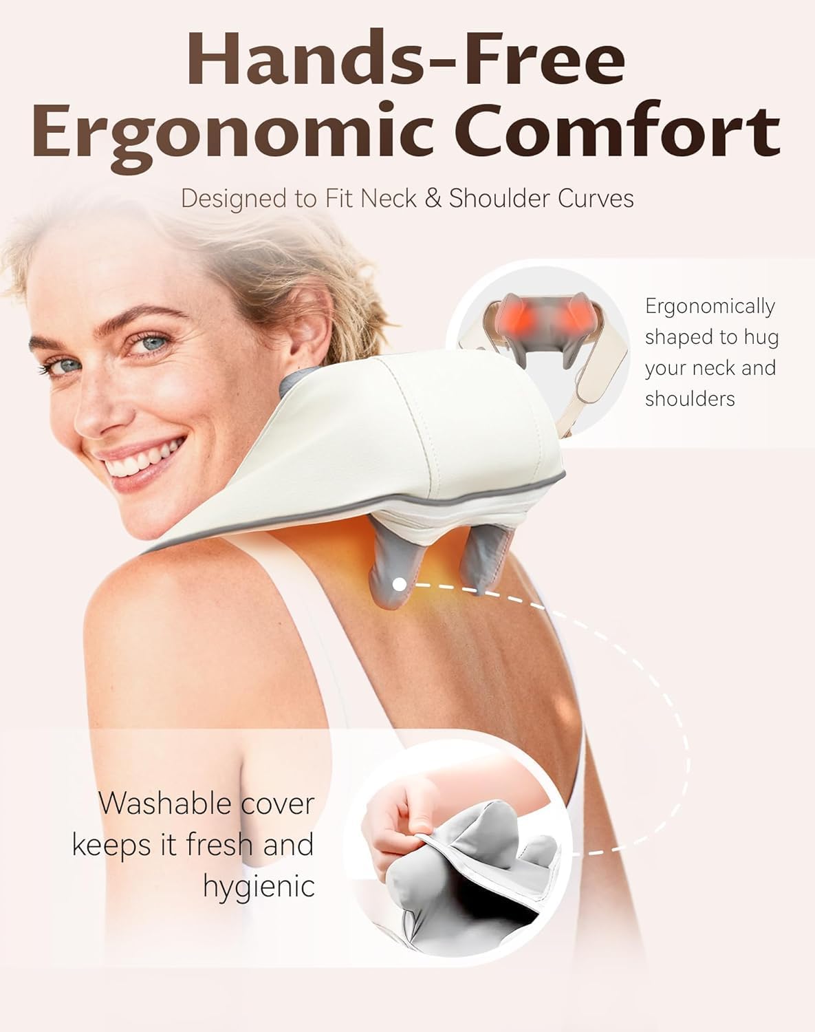 Neck Massager with Heat,Therapexa Neck & Shoulder Massager,6D Shiatsu Back Massager for Pain Relief Deep Tissue,Massager for Leg, Muscle Soreness(Khaki)