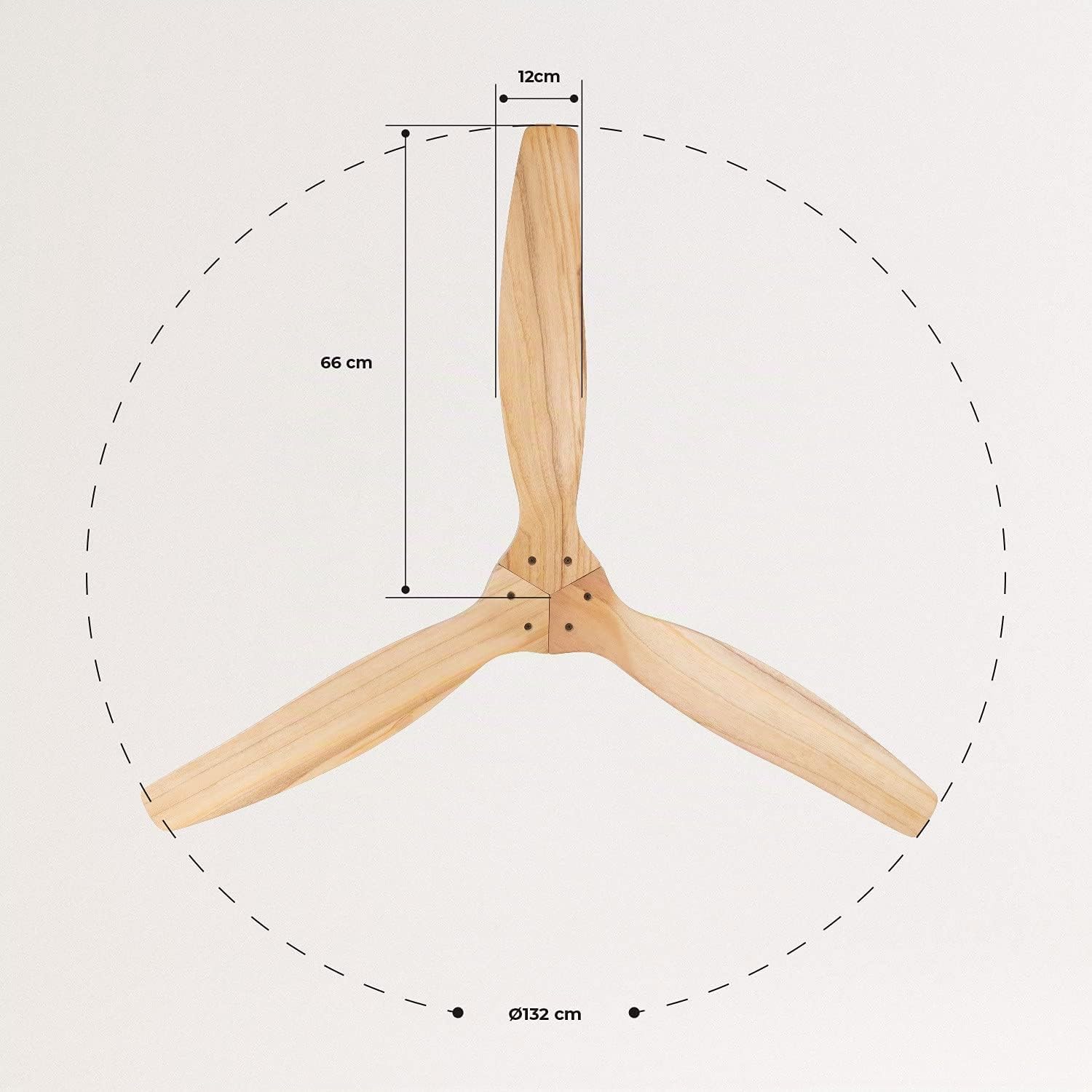 CREATE / WINDCALM M/Ventilateur de plafond ABS avec Wifi et télécommande blanc pales effet bois clair / 40W, silencieux, Ø132 cm, 6 vitesses, minuterie 1 à 4 heures, fonction été-hiver