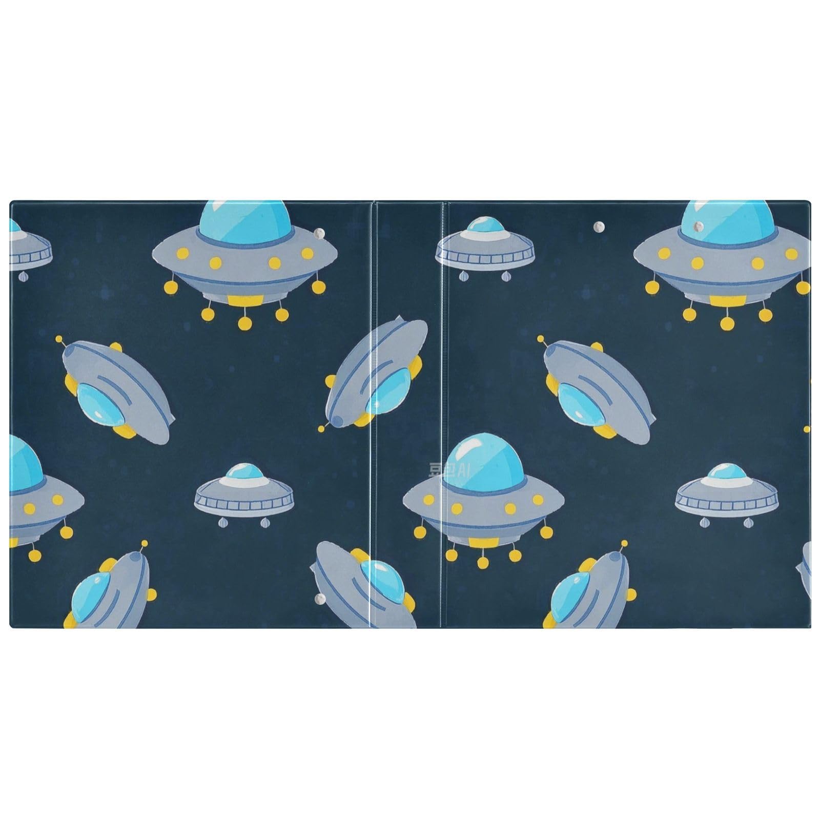 Raccoglitori da 1 e mezzo pollice per la scuola cartone animato carino astronave blu-grigio