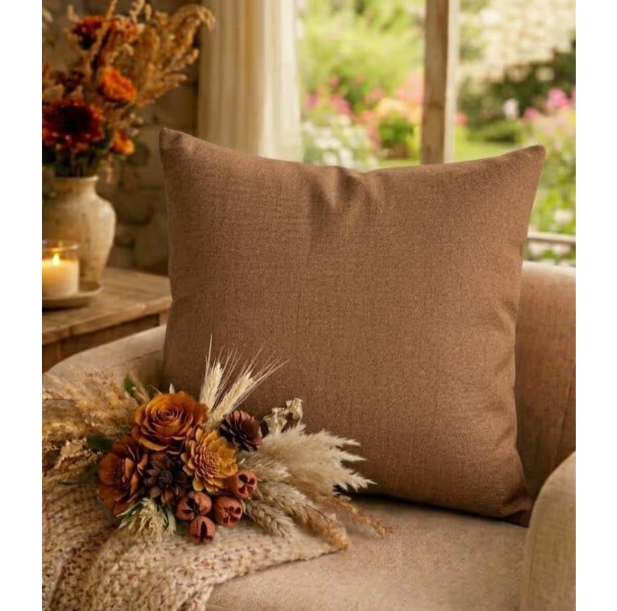 B O S A L O N I Federa HOME Impermeabile 45x45 cm – Federa Cuscino Antiacqua e Antimacchia – Tessuto Outdoor – (Caffè)