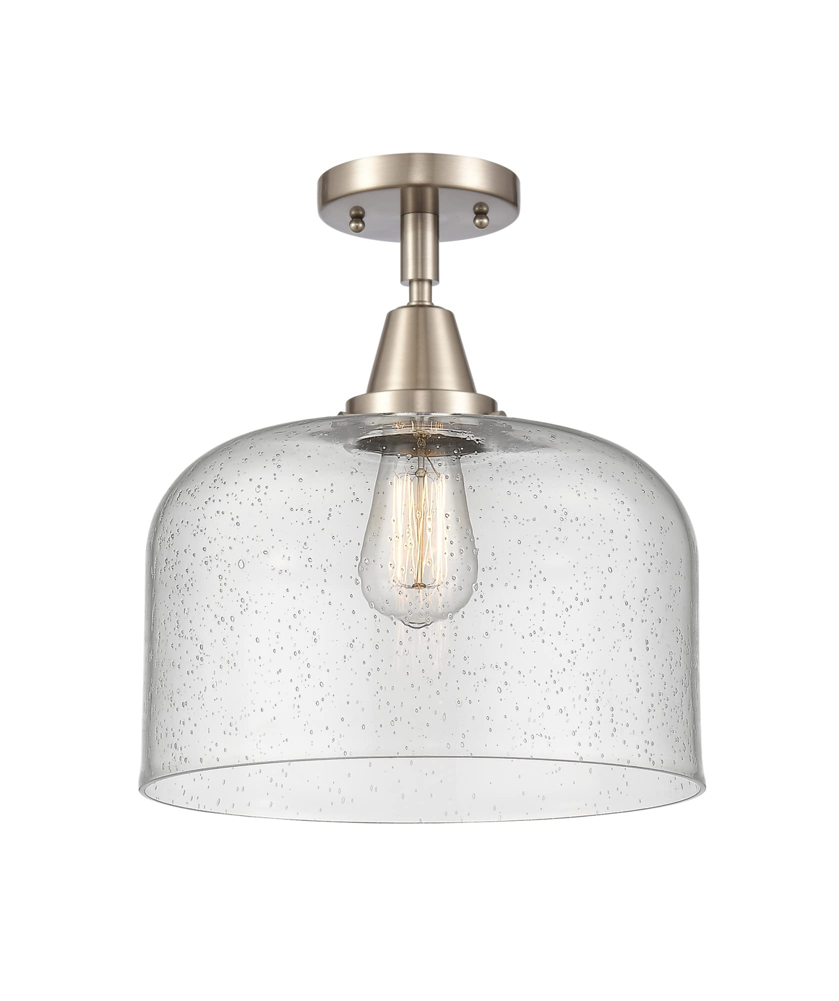 Innovations 447-1C-SN-G74-L One Light Flush Mount from Franklin Restoration Collection
