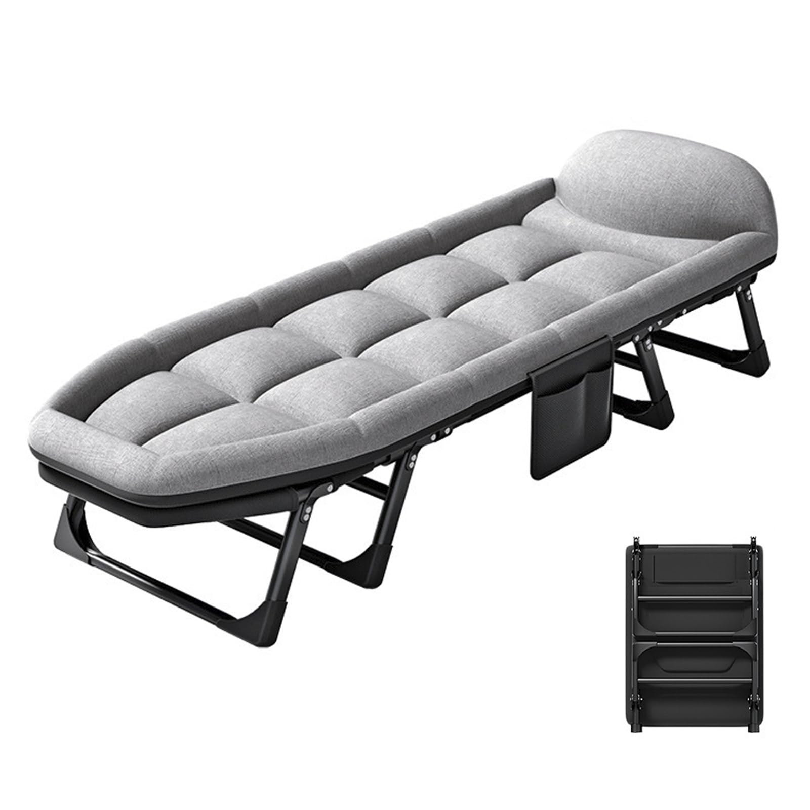 Lettino da Campeggio Pieghevole per Adulti con Materasso, Chaise Longue Portatile Regolabile in 6 Posizioni, Letto per Dormire Resistente per Esterni,Tende,Pesca,Picnic,Viaggi,Ospedale