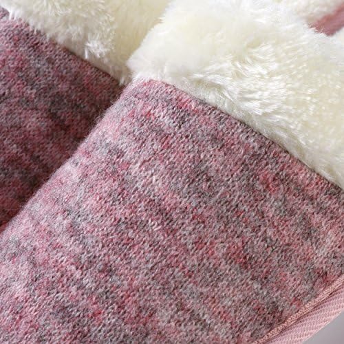 Women Slip on House Slippers, Closed Toe Woven Plush Slippers, Memory Foam Outdoor Indoor Bedroom Shoes , Purple , Size 8 | Image 6