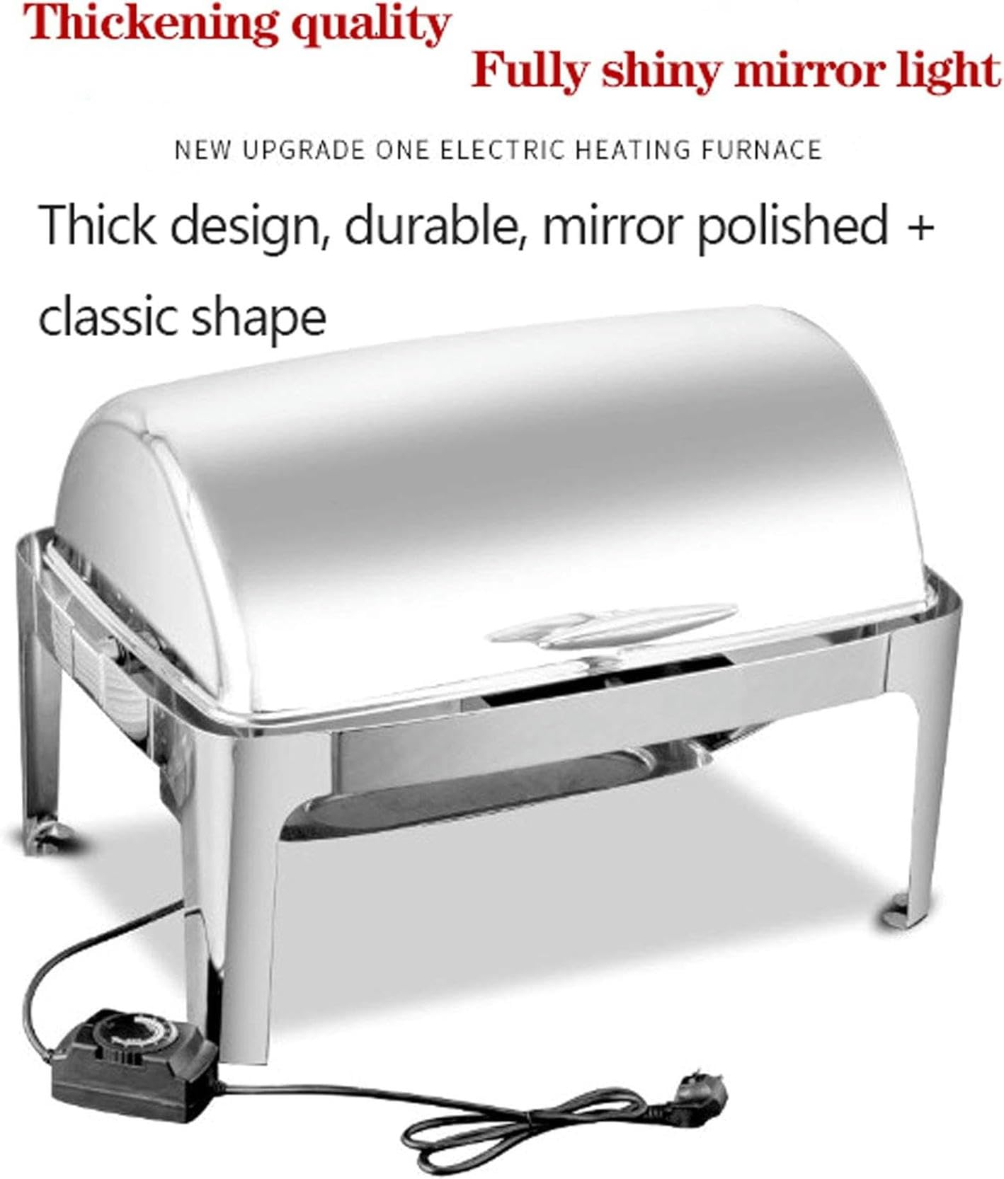 Platos para frotar con tapas, calentadores de alimentos eléctricos de 9 litros para fiestas y buffets, servidores de buffet de acero inoxidable para bodas o fiestas tipo buffet: mantenga la comida