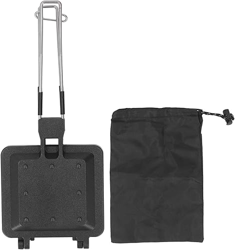 Máquina de sándwiches calientes, doble cara, plegable, portátil, antiadherente, para estufa, parrilla, sartén abatible para acampar en el hogar