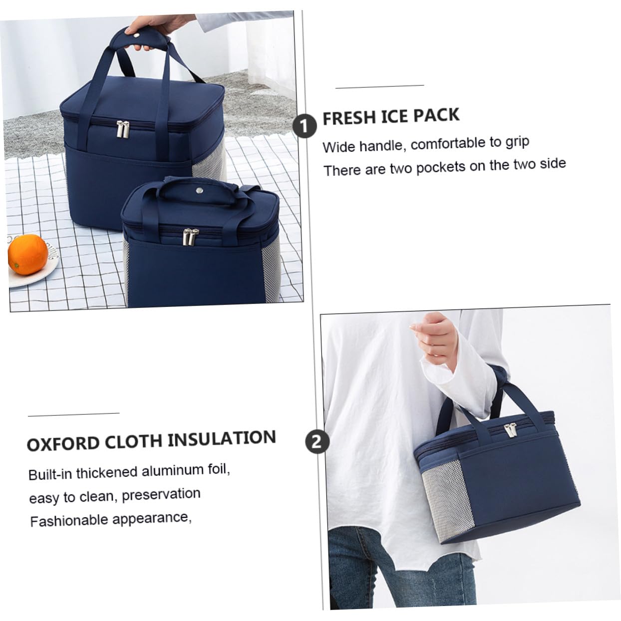 Isolierte Oxford Stoff Lunchbox mit Großem Fassungsvermögen für Picknick und Schule