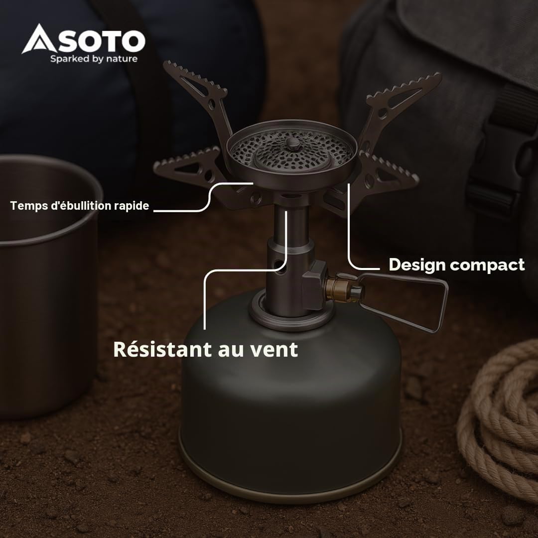 SOTO Amicus Stove with or without Igniter Camping Stove - Superior Under Windy Conditions, Shock Resistant, and Low-cost With High-end Performance Stove