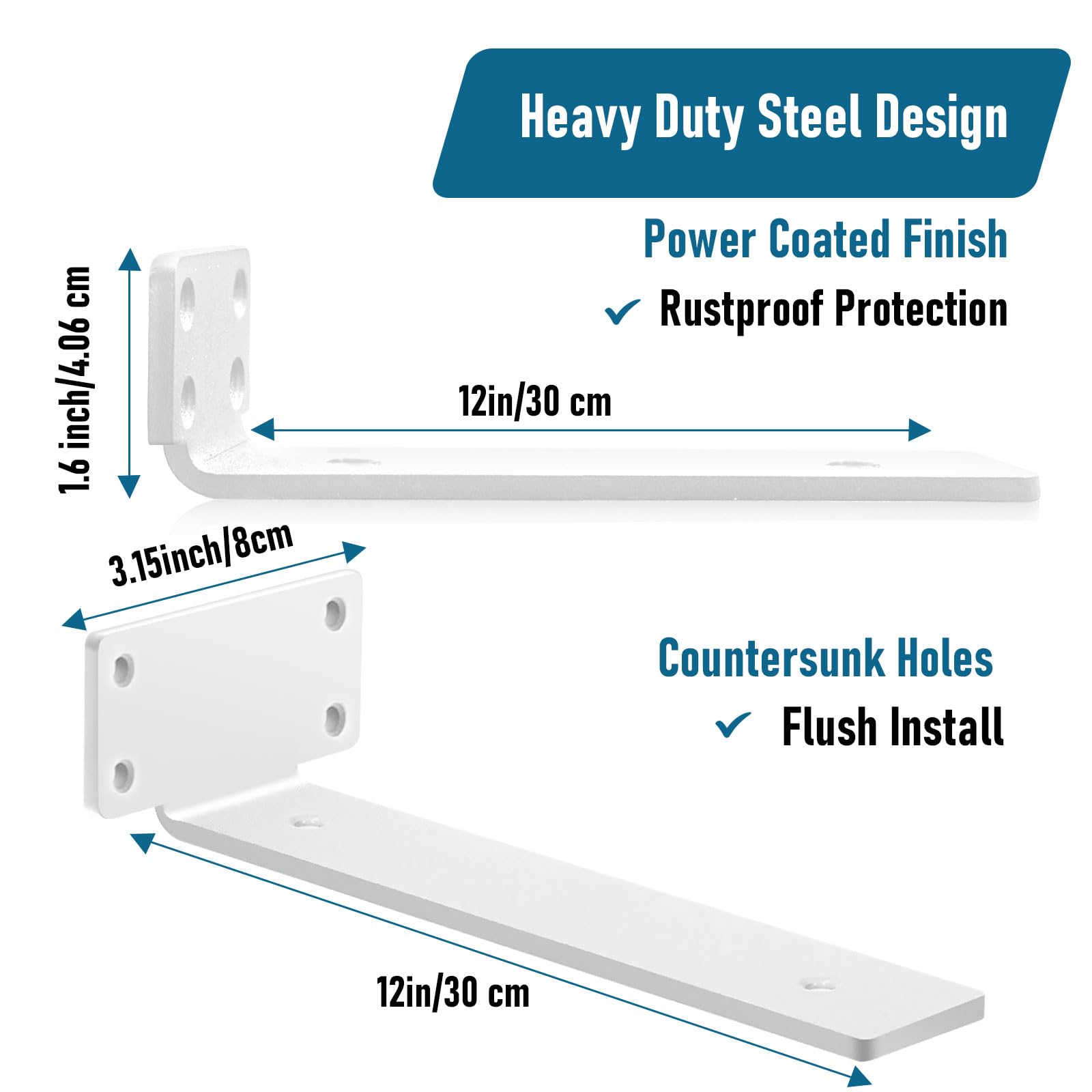 Heavy-Duty Scaffold Board Shelf Brackets 25cm, 2 PCS Metal Floating Shelf Brackets - Image 2