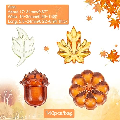 Miniatura 2 de NBEADS Hojas acrílicas de 17.64 oz de hojas acrílicas de calabaza, hojas de arce de bellotas, cuentas acrílicas transparentes, gemas de relleno para