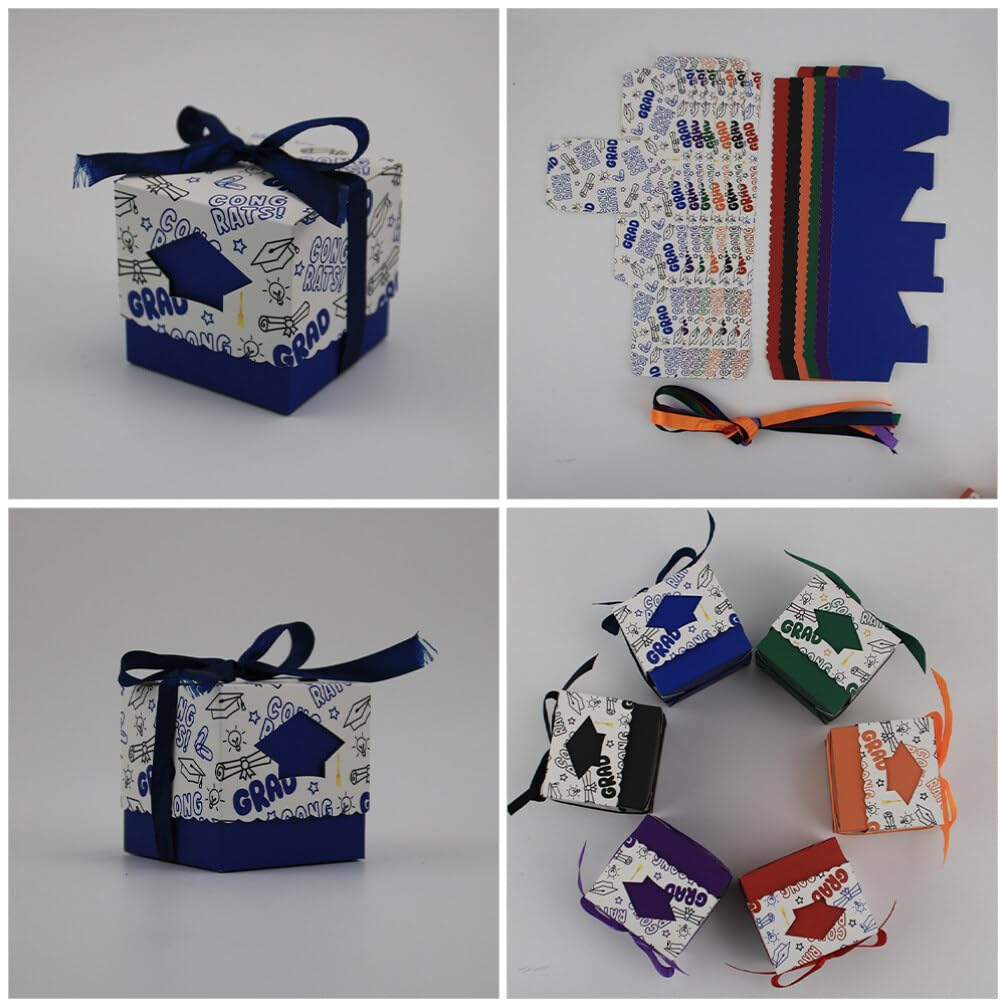 HOLIDYOYO 50stücke Süßigkeitenboxen Für Abschlussfeiern Graduation Candy Boxes Blau Für Festliche Anlässe Robust Und Dekorativ Für Ihre Party
