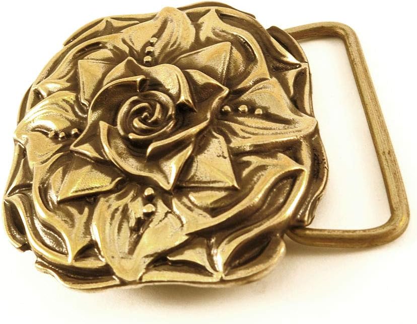 Rose belt buckle, Handmade sculptural artistic solid brass belt buckle with rose flower