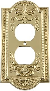 Nostalgic Warehouse 719932 Meadows Switch Plate with Outlet, Polished Brass