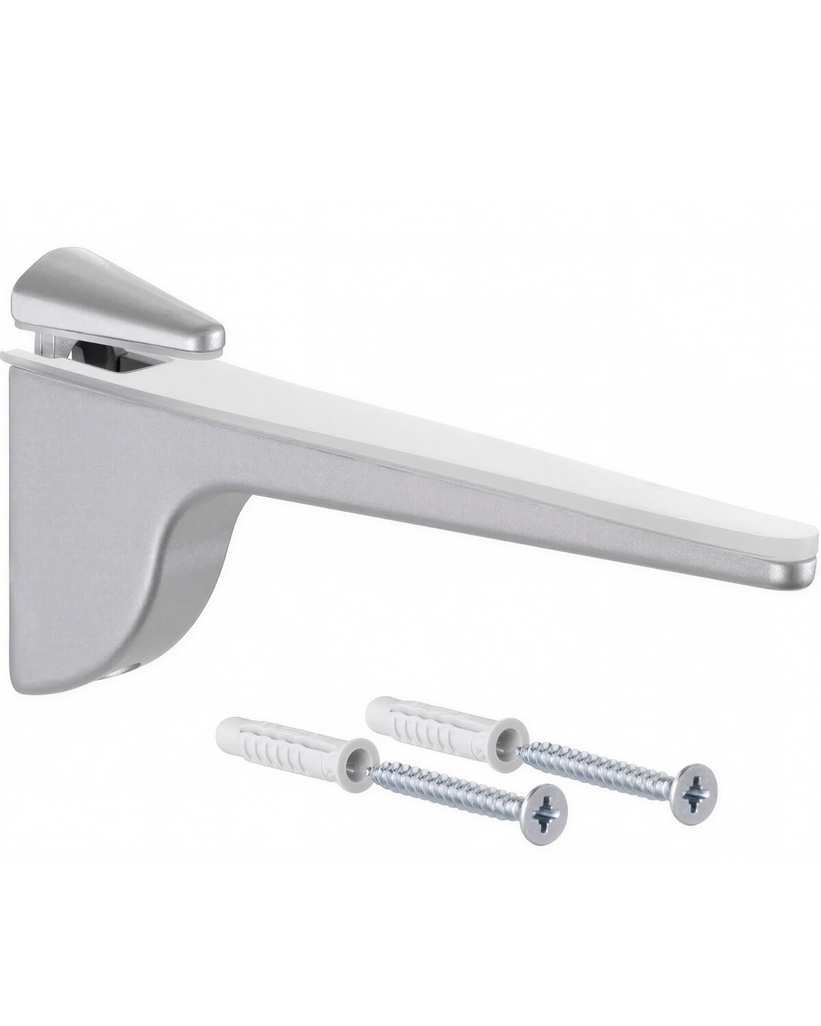 Gedotec Design Shelf Bracket - Matt Silver | 1 pc - Heavy-Duty Shelf Bracket | Pinocchio | Metal Wall Shelf | Heavy-Duty Shelf Support up to 50 kg | Shelf Support