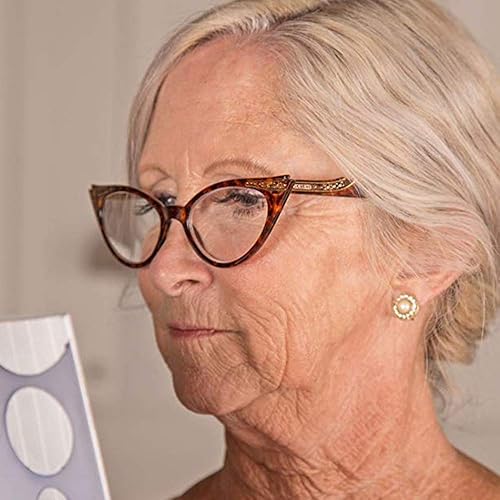 Miniatura 5 de Paquete de 3 lentes de lectura con bisagras de resorte estilo ojo de gato para mujeres y damas, a la moda, elegantes (negro)+1.0