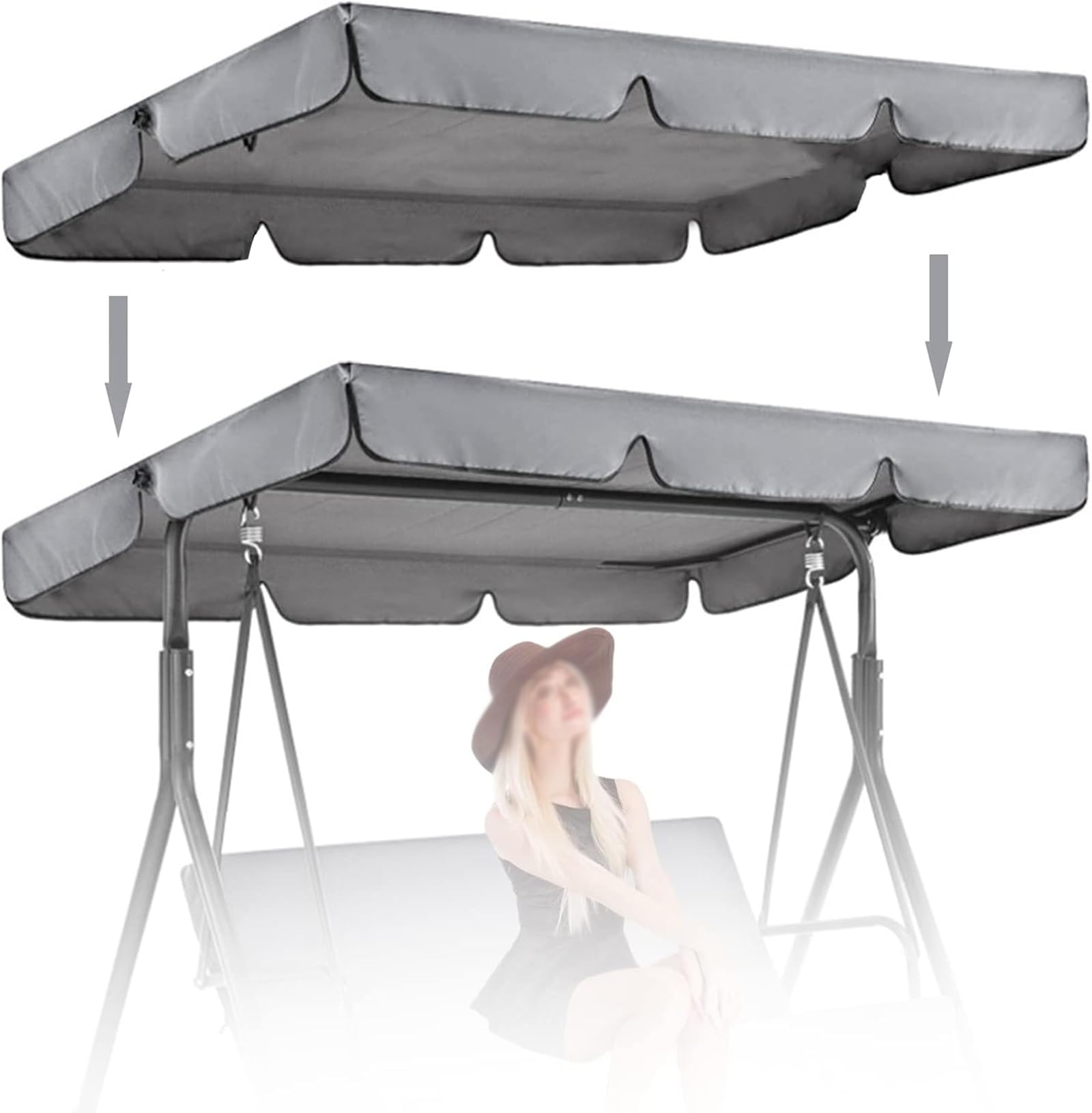 Swing Chair Canopy Replacement Portable Seater Garden Swing Seat Canopy Cover Replacement Canopy for Swings Seat Outdoor Swings Chair Canopy for Patio Porch and Garden,06,164 * 114 * 15cm