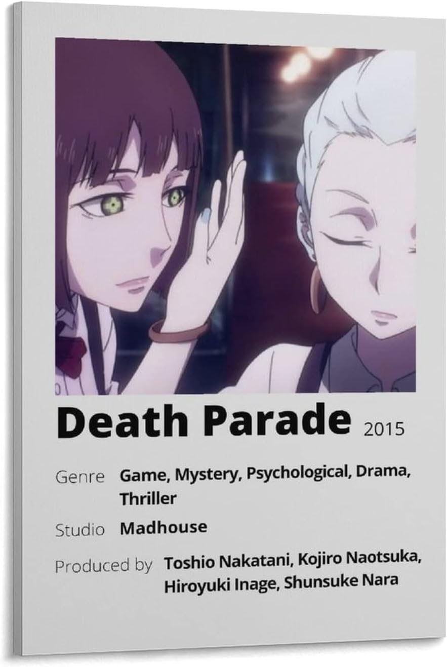BLUDUG Minimalist Room Decoration Poster Anime Death Parade Poster (8) Canvas Painting Wall Art Poster for Bedroom Living Room Decor24x36inch(60x90cm)