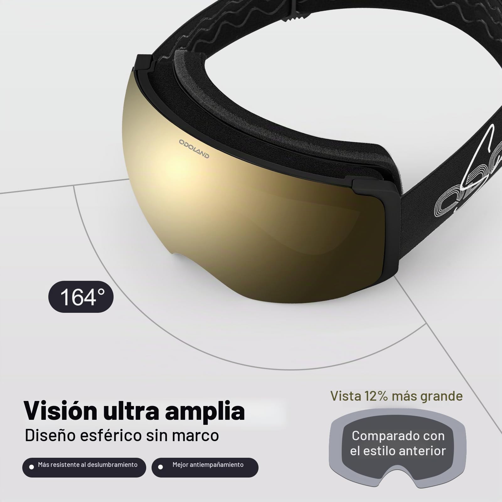 Odoland Gafas de Esquí Esféricas Grandes Sin Marco con Lentes Magnéticas Intercambiables, Máscara de Esquí para Adultos y Jóvenes, BJ