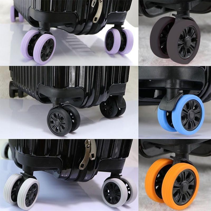 Image of Luggage Wheel Silicone Protector Cover 8PCS Wheel Cover Silicone Shock Absorption Wheel Cover for Trolley Bag Suitcase Wheel Cover Silicone for Most 8 Spinner Wheel Bag /Chair (Multicolor)