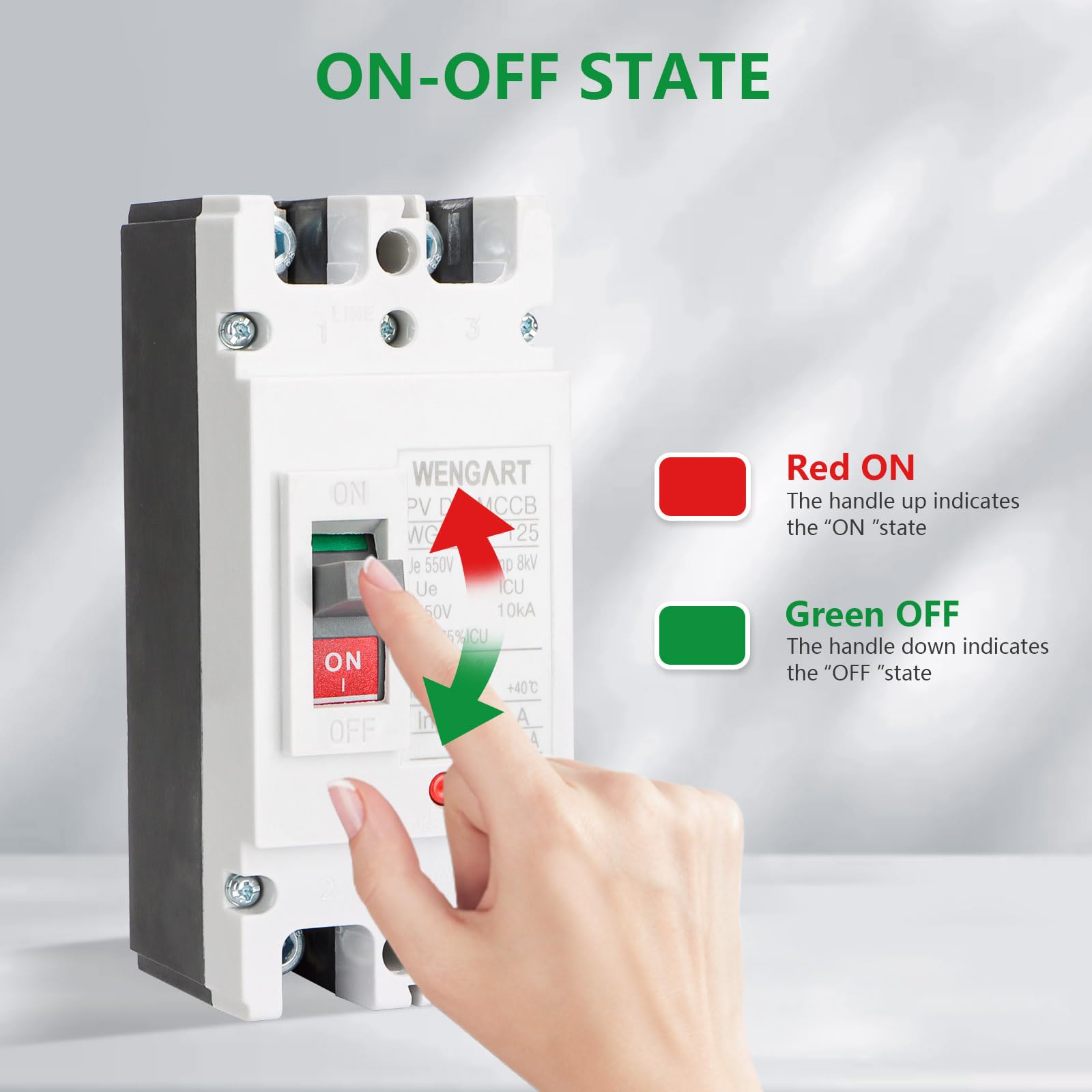 Wengart Interruttore Magnetotermico Scatolato DC 80A 550V, 2 Poli MCCB per Fotovoltaico e Batterie, Polarità Non Polarizzata (Cablaggio Libero), Isolatore Principale per Pannelli Solari e Inverter