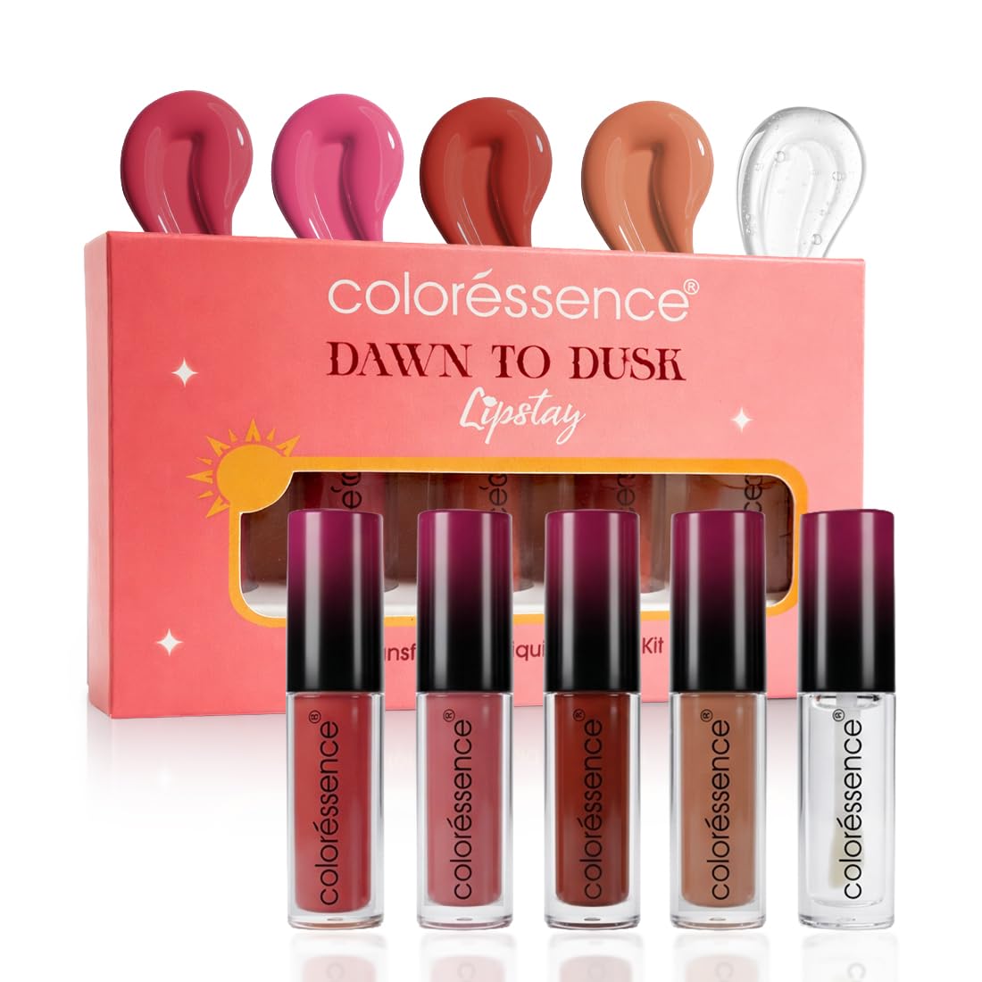 Coloressence Lipstay Dawn to Dusk Transfer Proof Liquid Lipstick Kit | Waterproof, Smudge-Proof, Matte Finish | Long-Lasting | Set of 5 Shades-picture-37