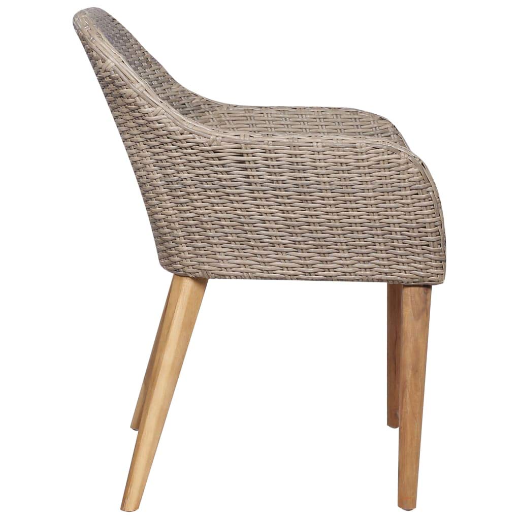 Festnight Lot de 2 Chaises d'extérieur Fauteuil en résine tressée Fauteuil de Jardin Chaise de Jardin en résine tressée Marron et Gris foncé