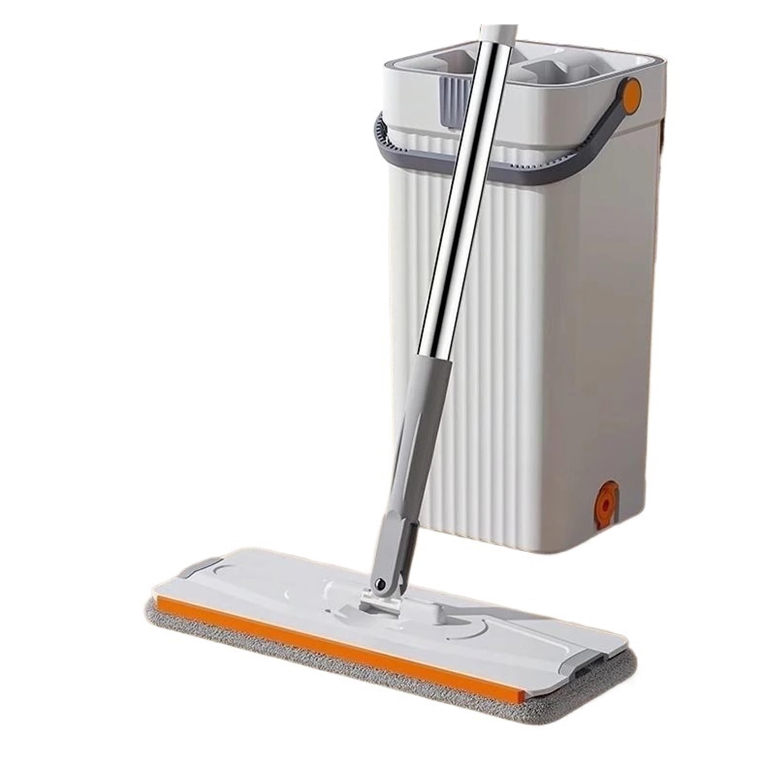 Fregona de suelo plana con cubo y manos libres de 33 cm for limpieza del hogar, sistema de limpieza con rotación de 360 ​​grados, lavable, de microfibra, herramienta de limpieza fácil.(Bucket-mop-4 cl