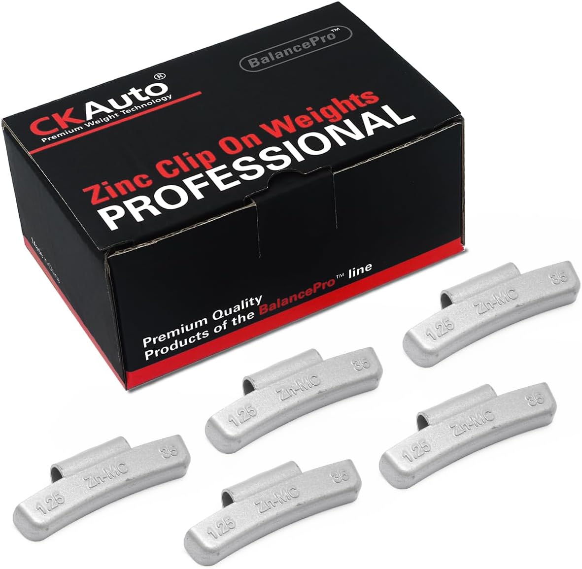 CKAuto MC Style Coated Zinc Clip-On Wheel Weights 1.25oz (25 Pack) for Aluminum Alloy Rims - Secure Fit & Easy Install