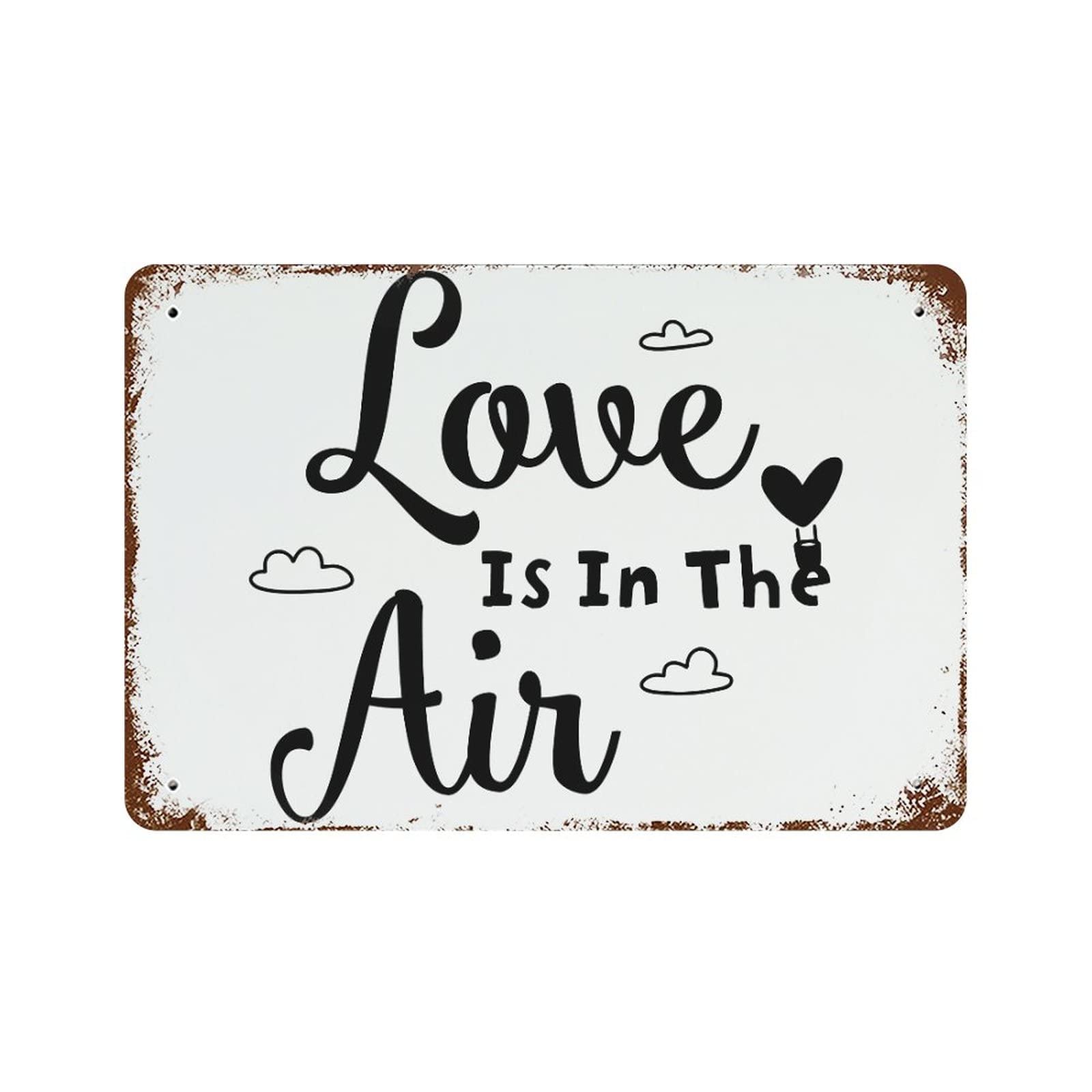 Plaque en métal Love Is In The Air plaque de rue pour salon et chambre
