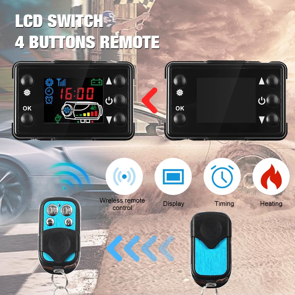 12V /24V Auto Heizung LCD Schalter Controller, Luftheizungs-Steuerplatine mit Fernbedienung, LCD-Autoheizungsregler, Auto Standheizung Controller Board für Auto Diesel Luftheizung Parkheizung