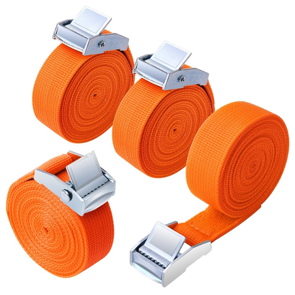URAQT 4 Pcs 180kg Cinchas Correa de Amarre Rapido Hebilla, para Baca Coche, Portabicicletas, Surf, Bici, Kayak, Moto Resistente, 2M Naranja — view 8