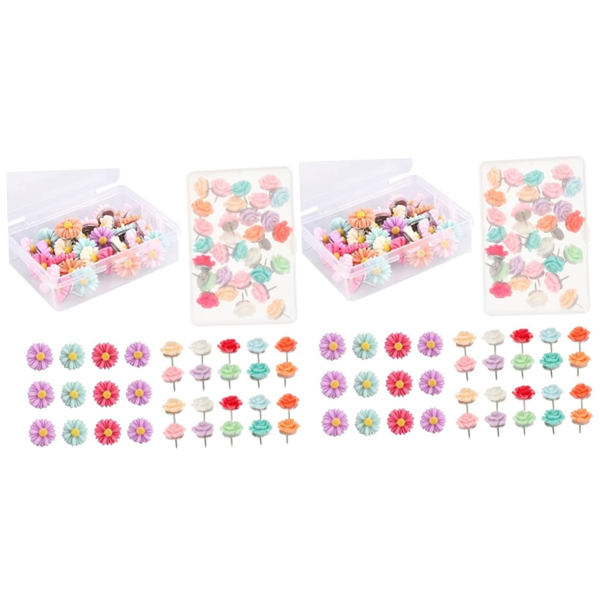 STOBOK 120stücke Resin Pushpins Mit Blumenmotiv Niedliche Pinnwandstecker Für Notizen Fotos Und Bürobedarf Für Korktafeln Und Wanddekoration