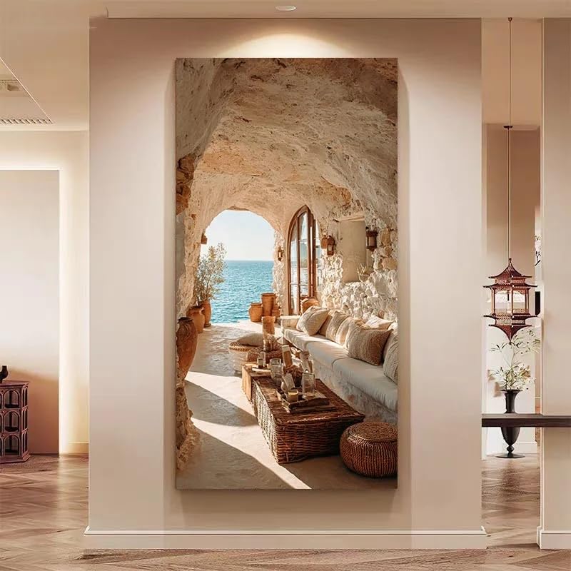 Impression sur toile grotte GOSRD 70x140 cm poster decoration murale grand format pour salon