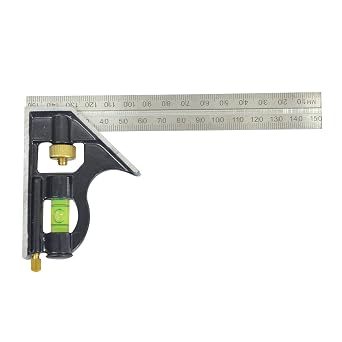 Dapetz   Carpentry Squares 6inch/150mm,square Right Angle Ruler Protractor Engineers Adjustable Carpentry Square 45/90  With Bubble Level Stainless Steel Measuring Tools Multi Combination Set