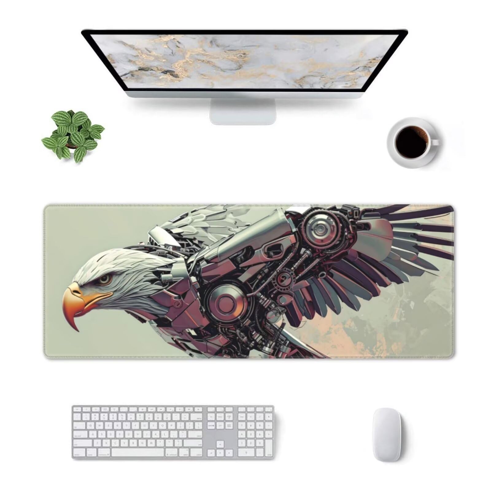 Tappetino Mouse, Tappetino Mouse Gaming Grande XXL 1500x800x3mm Tappetino Scrivania Mouse Pad, Base in Gomma Antiscivolo, Bordi Cuciti,Lavabile, Mousepad per Ufficio e Gaming (aquila) R-442